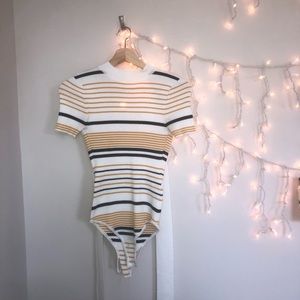 stripped open back bodysuit